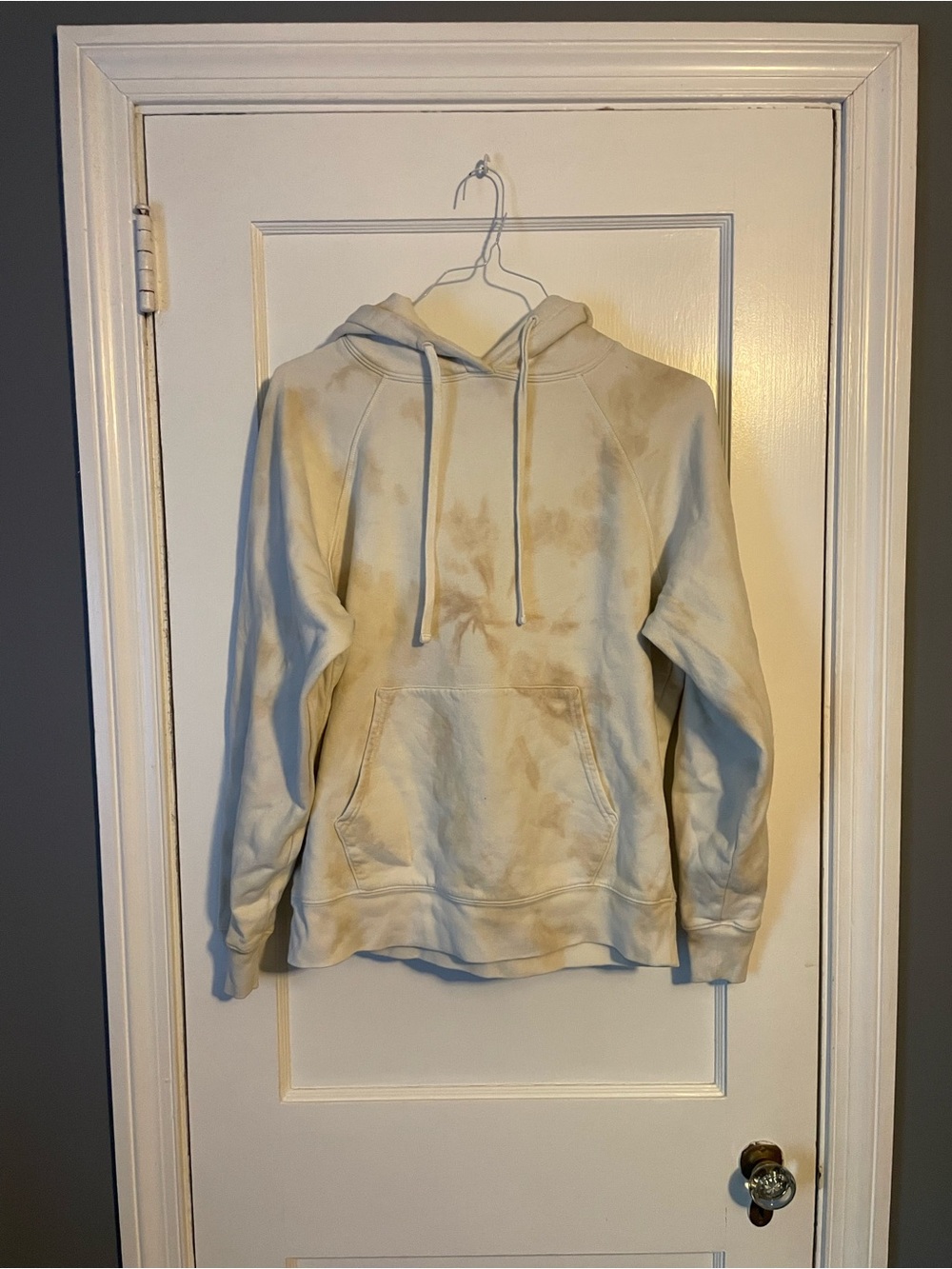 Reformation Jeans Cream and Tan Tie-dye Pullover Hoodie